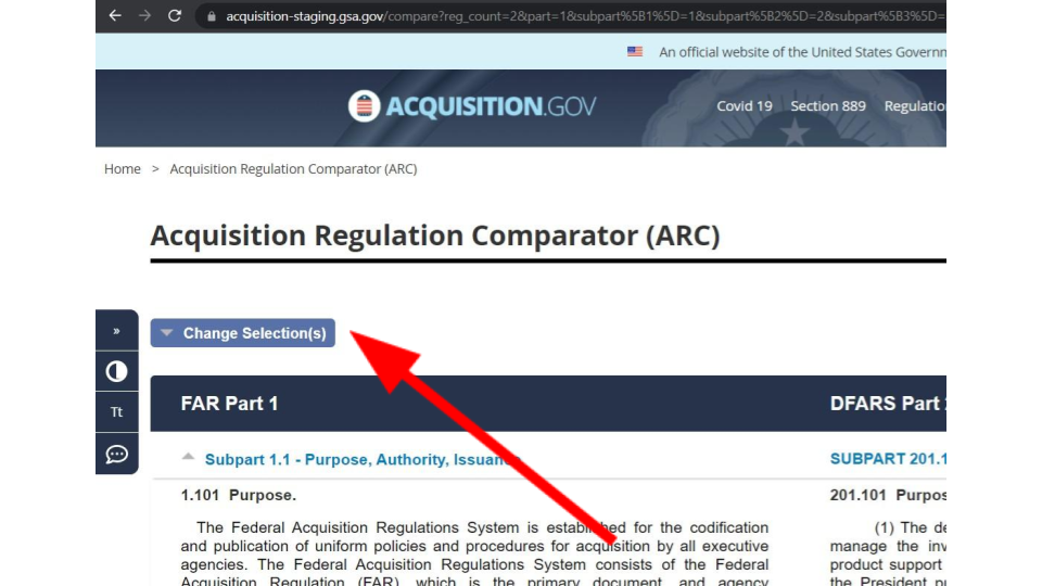 ARC change selection